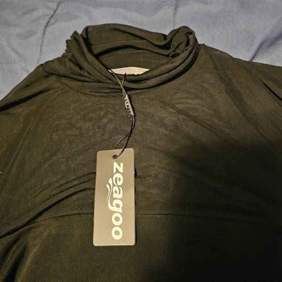 Zeagoo Womens Mesh Sheer Long Sleeve Top Mock Turtle Neck See Though Size Small - Picture 6 of 7